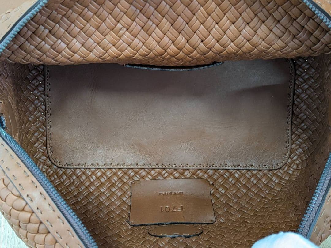 【未使用】FAROLNI ファロルニ イントレチャートレザー トート バッグ 茶