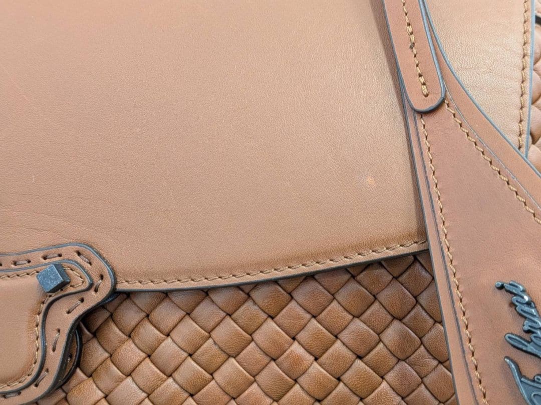 【未使用】FAROLNI ファロルニ イントレチャートレザー トート バッグ 茶