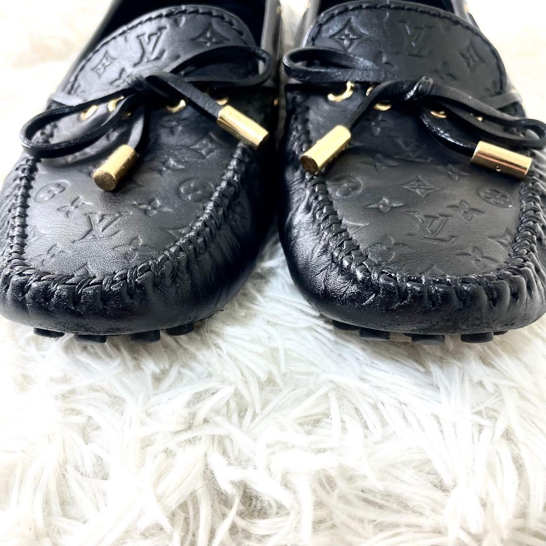 ルイヴィトン　ローファー　革靴　フラットシューズ　ブラック　黒　レザー