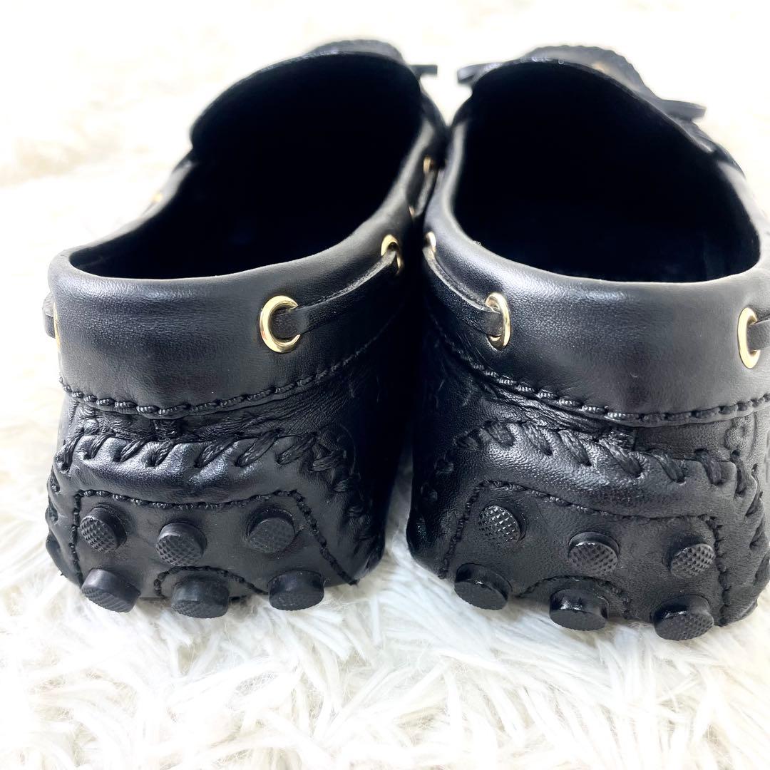 ルイヴィトン　ローファー　革靴　フラットシューズ　ブラック　黒　レザー