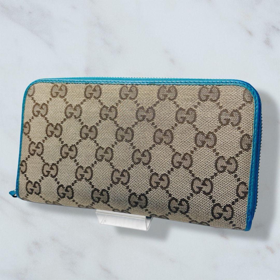 01 美品 GUCCI 長財布 ラウンドファスナー GG柄 o9