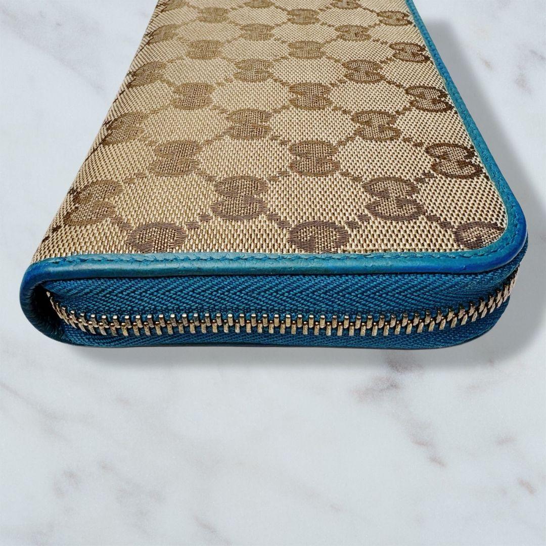 01 美品 GUCCI 長財布 ラウンドファスナー GG柄 o9