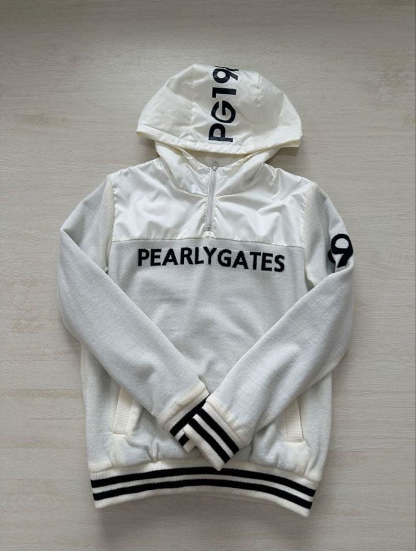 美品／パーリーゲイツ　裏地付きハーフジップ　レディースニットパーカー