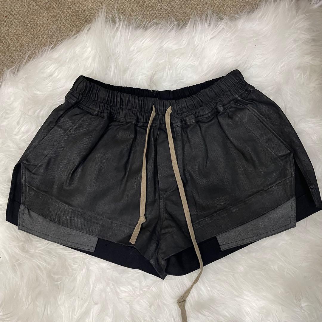 RickOwens レディース　レザー　ドローストリング　ショートパンツ
