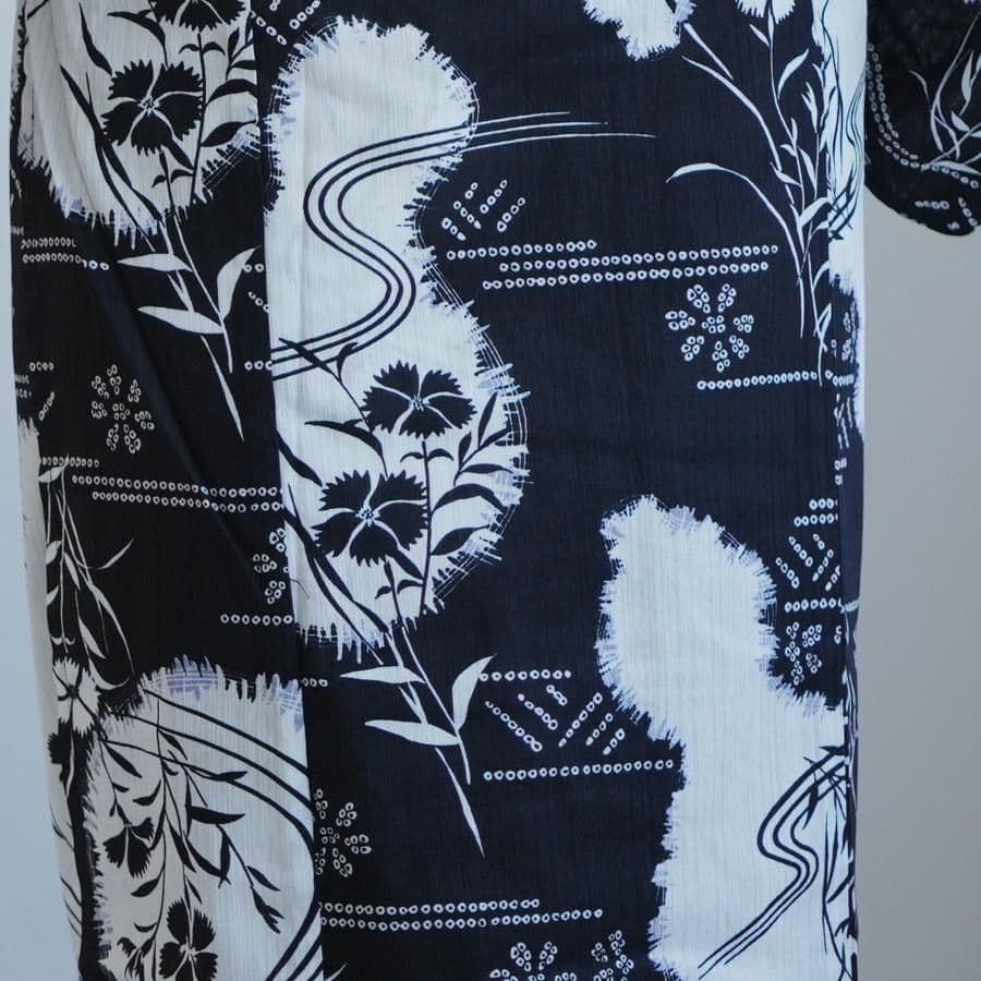 新品　ウタタネ　浴衣　帯　２点　セット 高級変わり織 濃紺に撫子瓢箪 レトロ