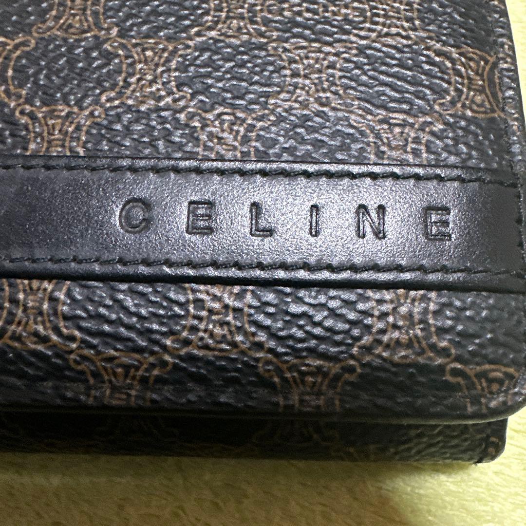 CELINE ダークブラウン ドット柄 長財布