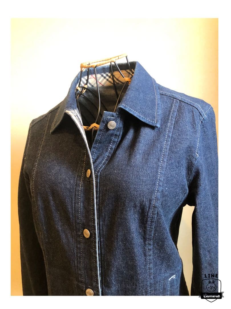 美品本物バーバリーBurberry上質コットンデニムジャケット☆42サイズM◯