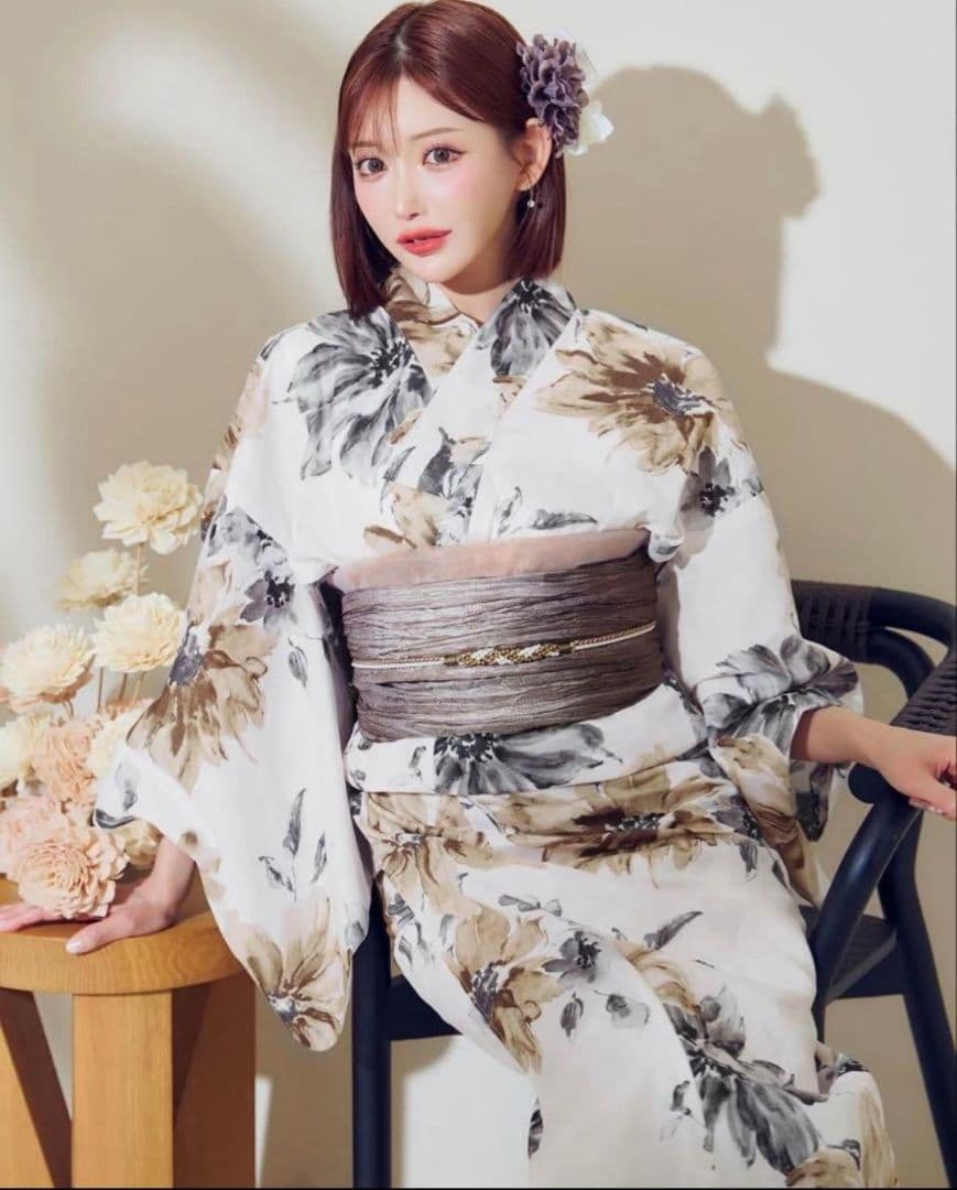 Sugar nine 陽彩向日葵の水彩浴衣 浴衣3点セット（浴衣・帯・下駄）