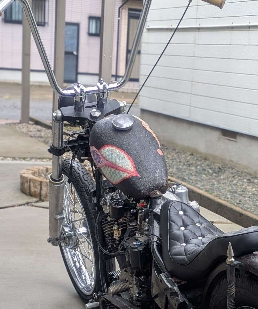 ピーナッツタンク　タンク　エイジング　ハーレー　ショベル　パン　エボ