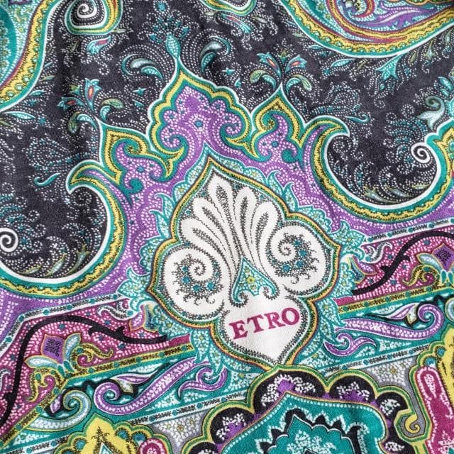 ETRO エトロ ☆ ペイズリー柄 切替 ウール ポロシャツ 長袖 42 伊製