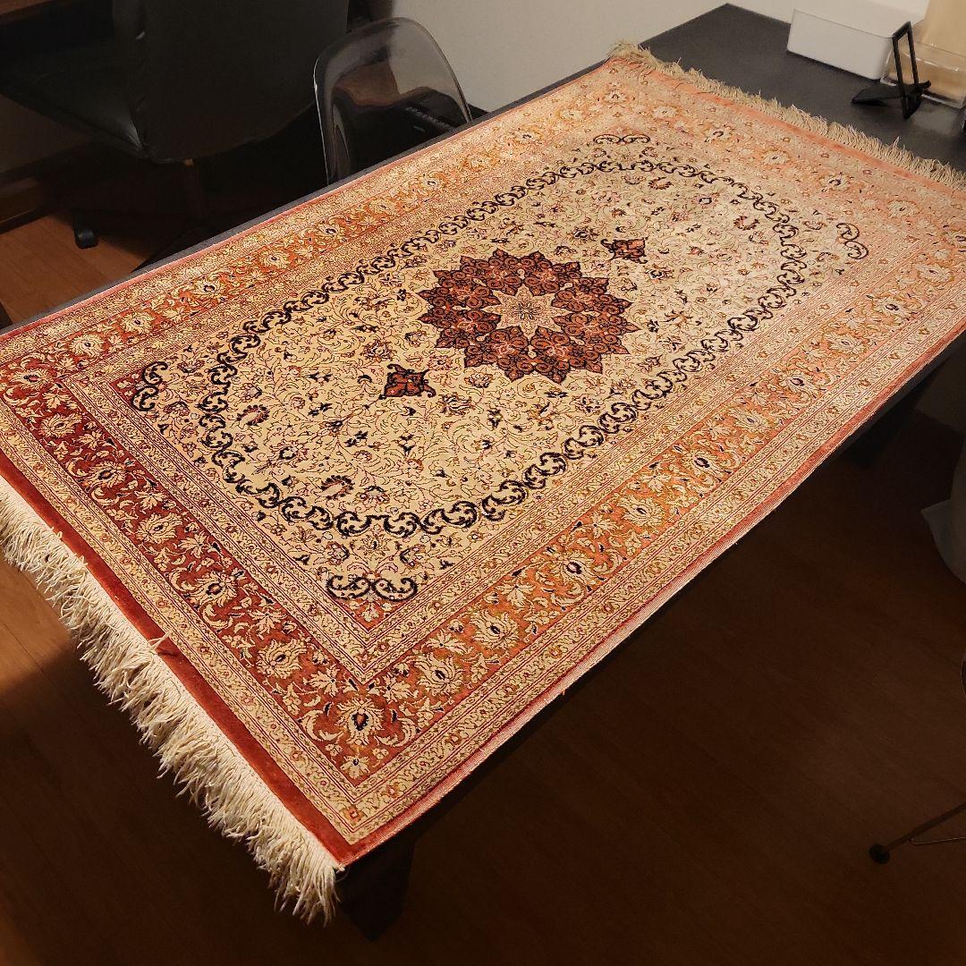 シルク ペルシャ 手織 絨毯 77×125cm