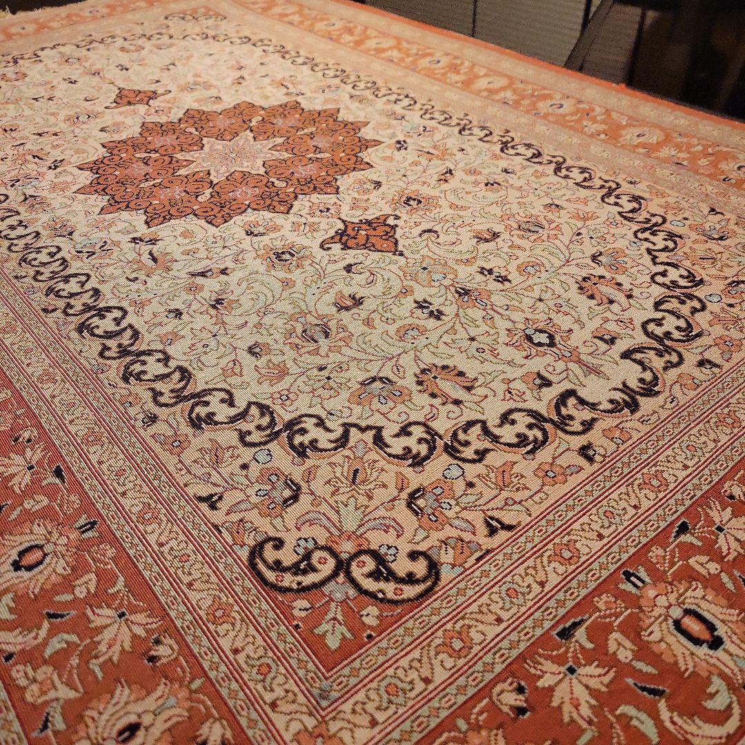 シルク ペルシャ 手織 絨毯 77×125cm