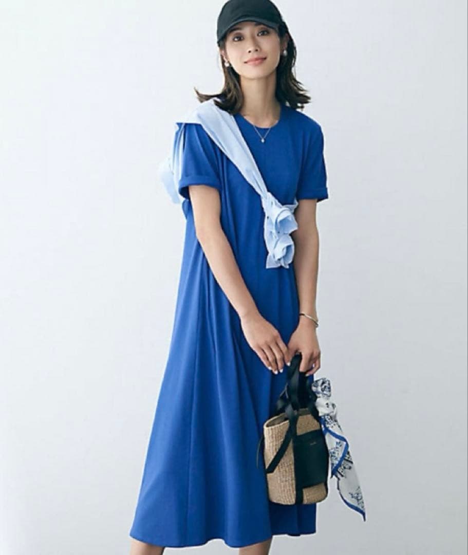 新品タグ付 23区 IT TEE フレア ワンピース ブルー 38サイズ