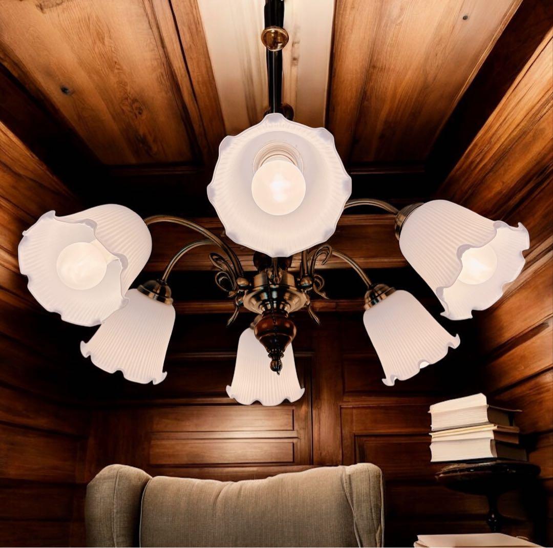 【美品 動作良好】KOIZUMI 6灯 アンティーク調 シャンデリア