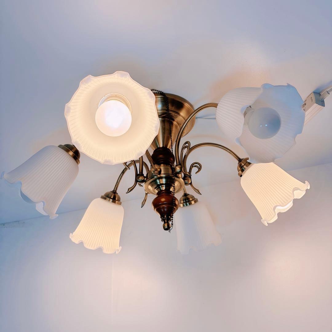 【美品 動作良好】KOIZUMI 6灯 アンティーク調 シャンデリア