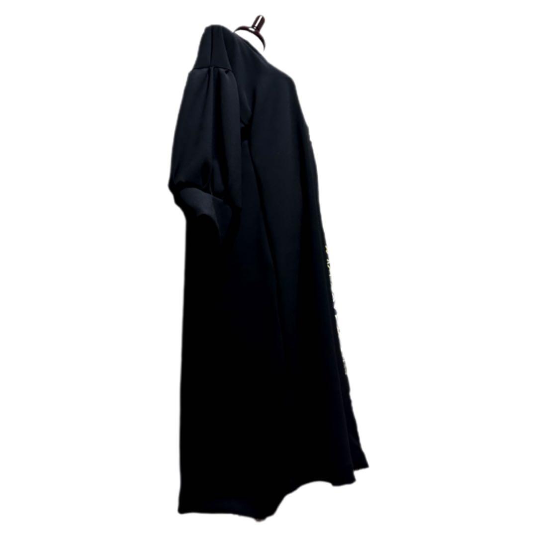 振袖　着物リメイク　ドレス　黒×シック辻が花　和柄　ワンピース　ハンドメイド