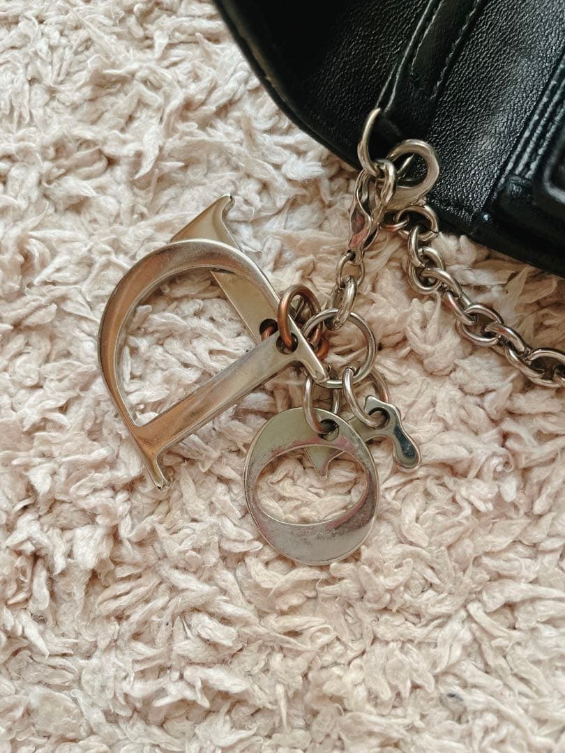 DIOR レディ ディオール チェーンウォレット 長財布　ブラック黒　ラムスキン