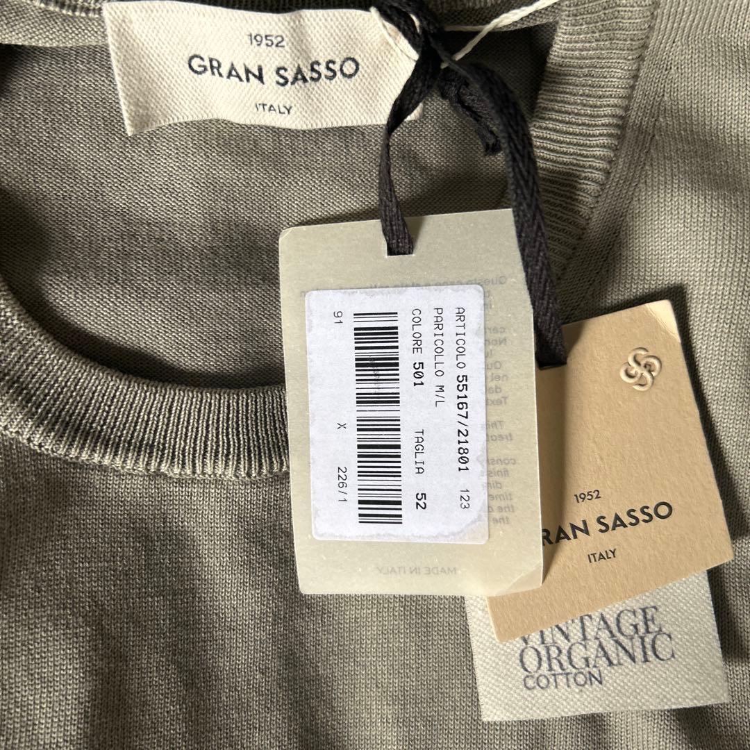 ヒ*ロ様 タグ付新品! GRAN SASSO イタリア製　クルーネックコットンメ