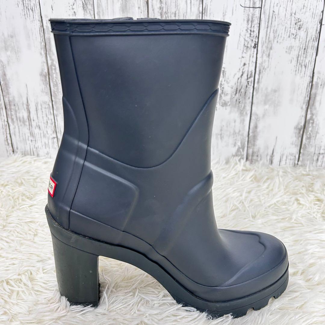 【HUNTER】レインシューズ【24cm】ダークグレー　ミドル丈　US7