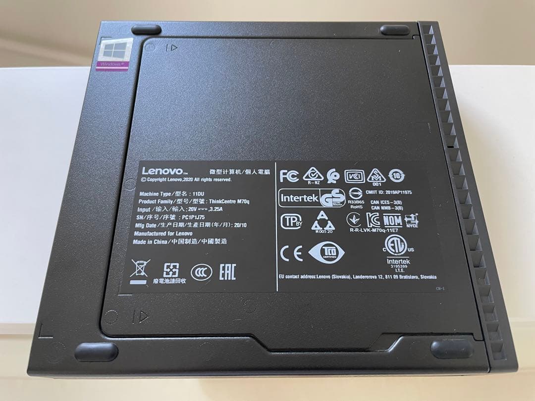 美品 Lenovo ThinkCentre M70q i3 第10世代 ミニPC