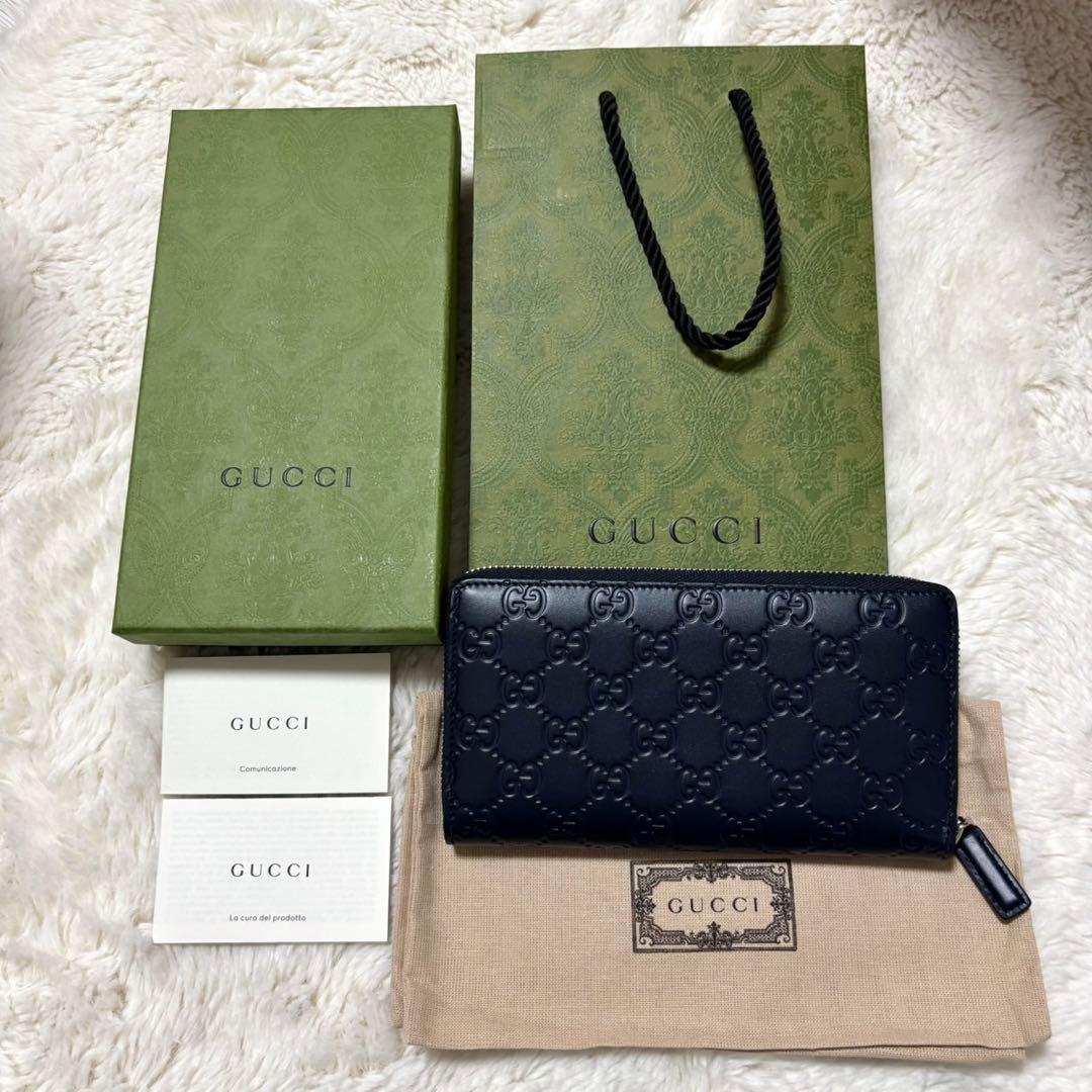 超美品！GUCCI 長財布 ネイビー