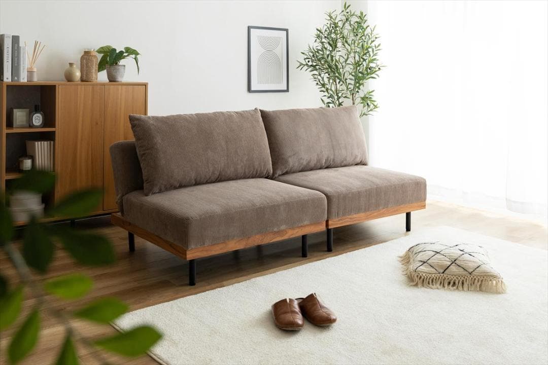 【送料無料】【2点セット】Ridley リクライニングコーデュロイソファ