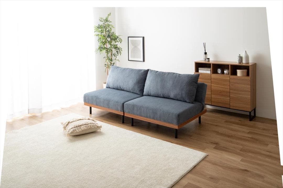 【送料無料】【2点セット】Ridley リクライニングコーデュロイソファ