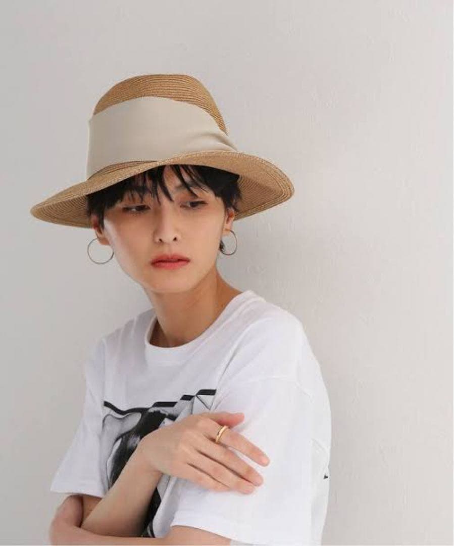 新品タグ付き アシーナニューヨーク【カミラ】スカイグレー UVカット 麦わら帽子