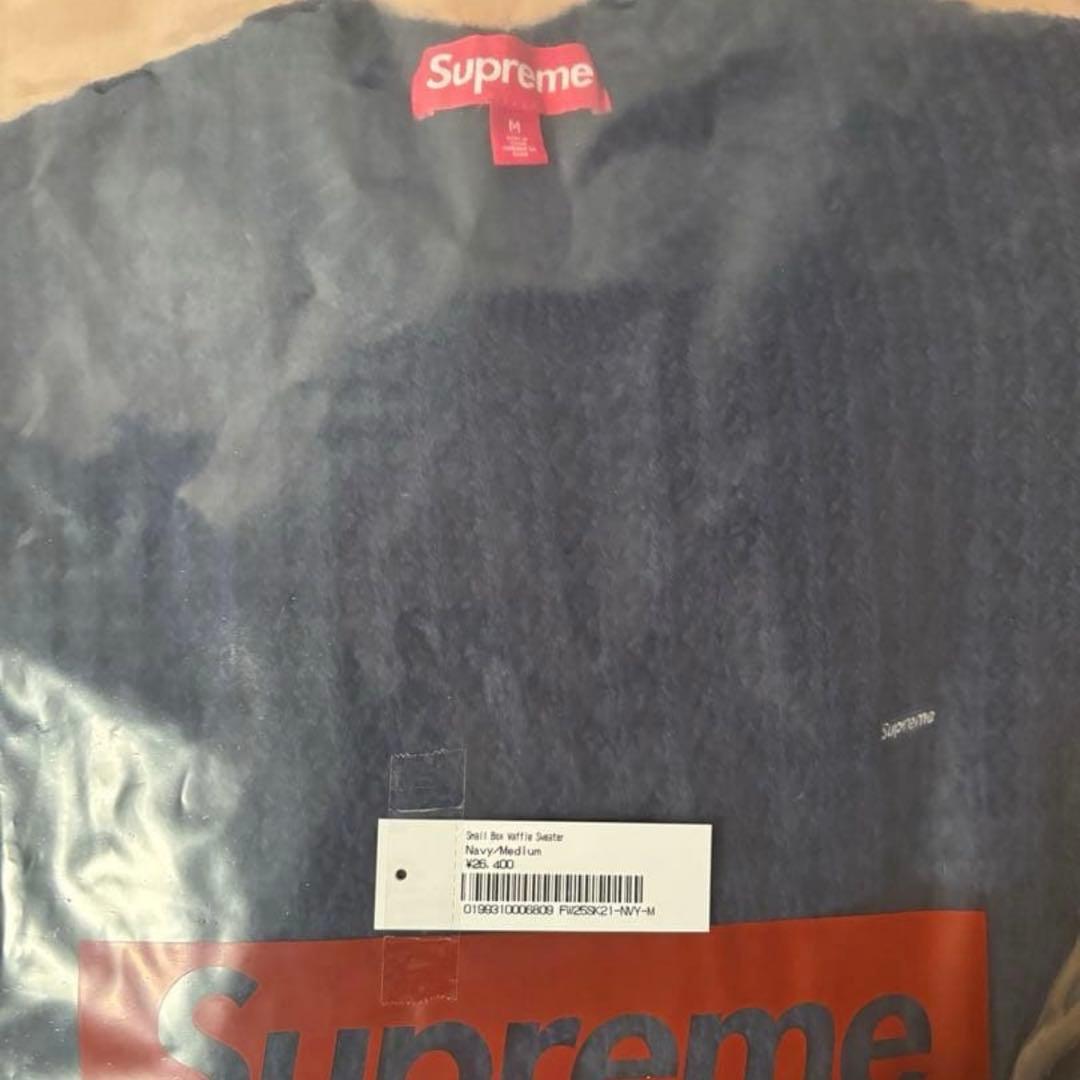 Supreme Small Box Waffle Sweater M ネイビー