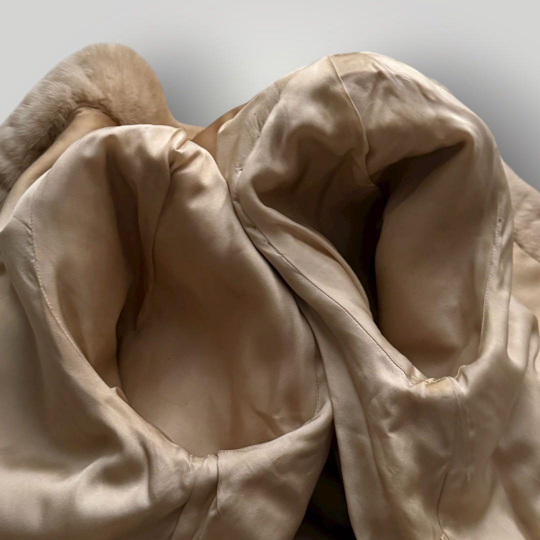 美品 本毛皮 ホワイトミンク ミンク ファーコート リアルファー