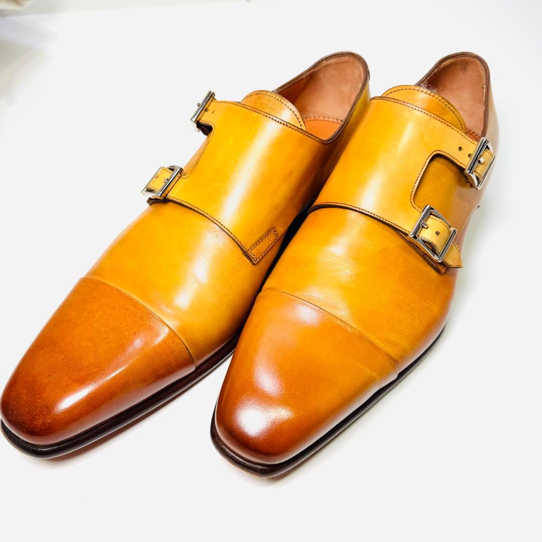 美品　Santoni サントーニ　ダブルモンクストラップ 箱 袋付き レザー