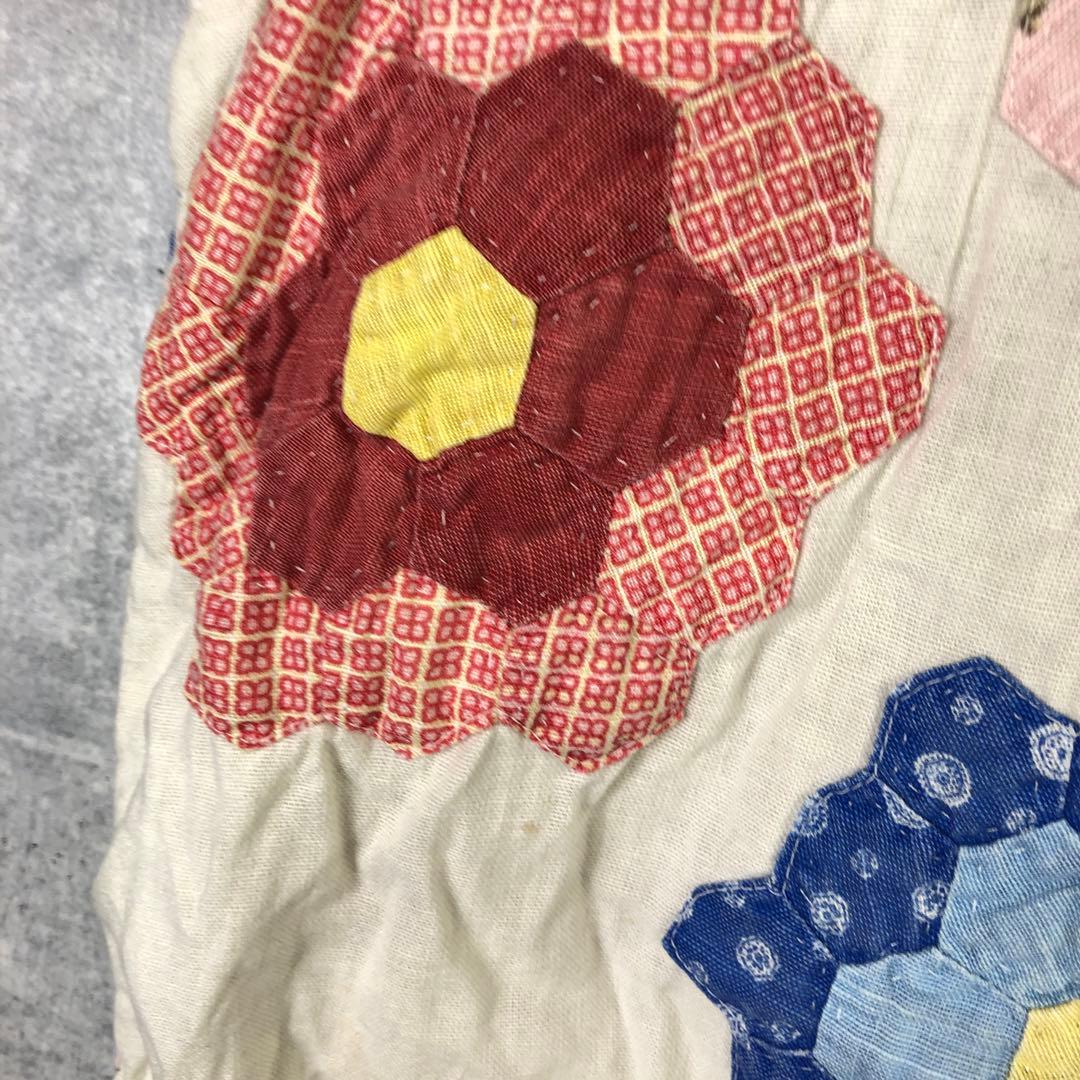 ハンドメイド オールド コテージコア 古着 花柄 パッチワーク フード付ベスト