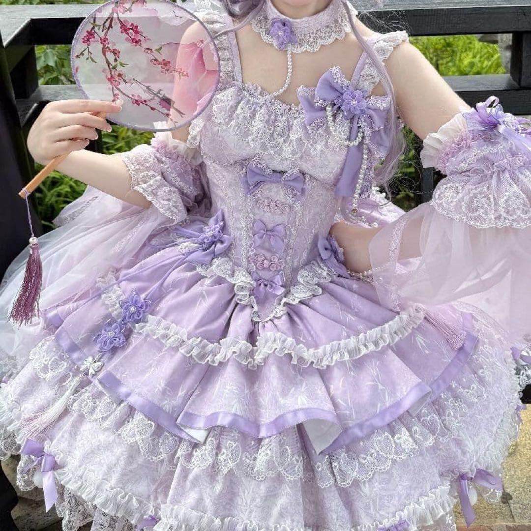 【らいらい】ロリcat春の桜　ゴスロリ・ロリータドレス　Mサイズ