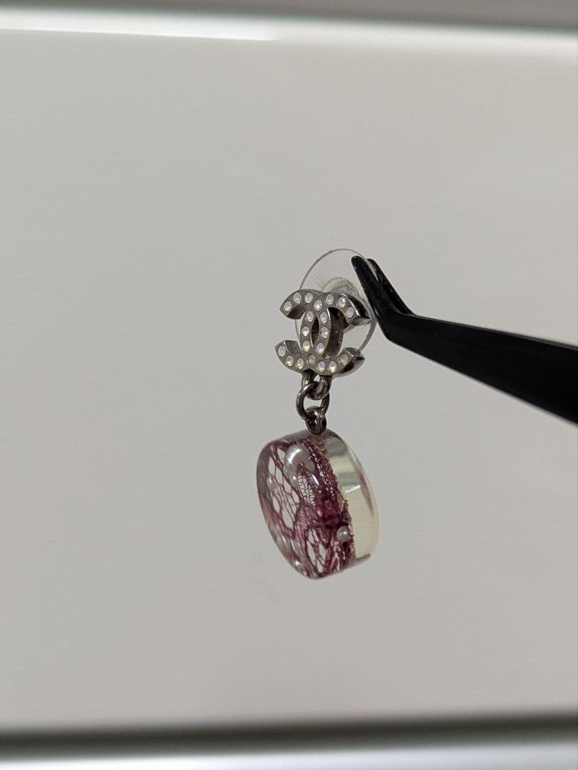 CHANEL シャネル ピアス 片耳 ココマーク レース×パール　レジン