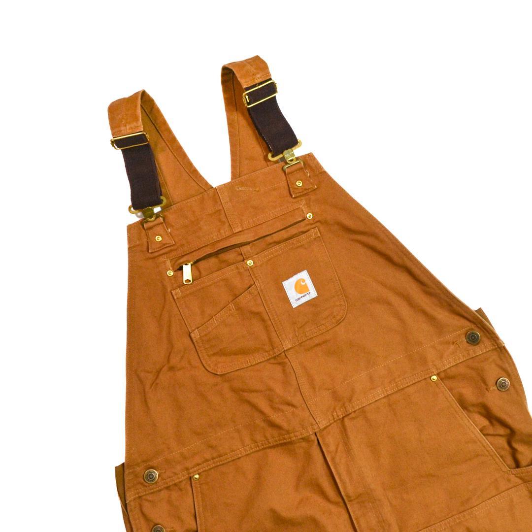 【美品】carharttカーハート コットンダックビブオーバーオールLブラウン