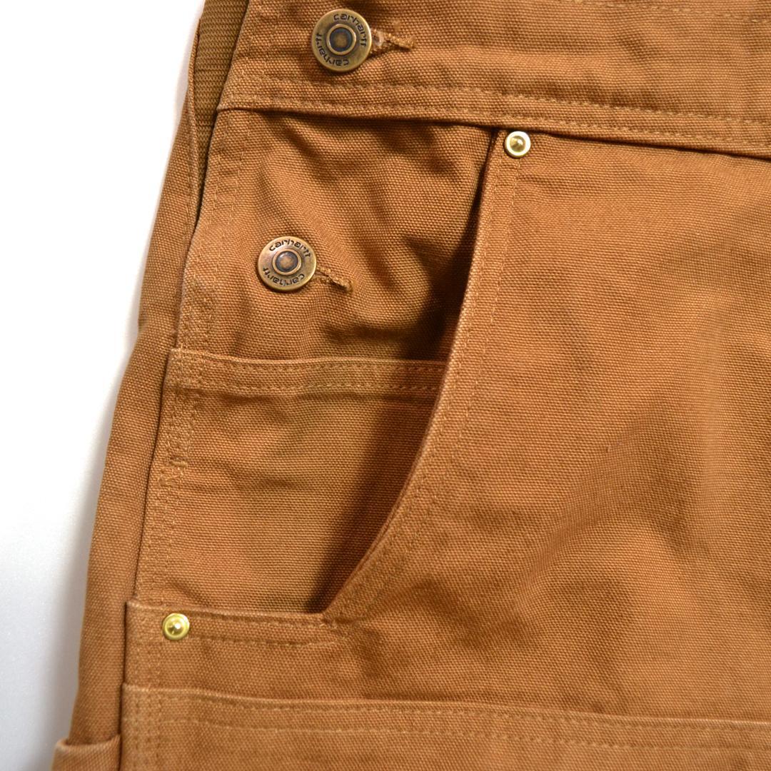 【美品】carharttカーハート コットンダックビブオーバーオールLブラウン