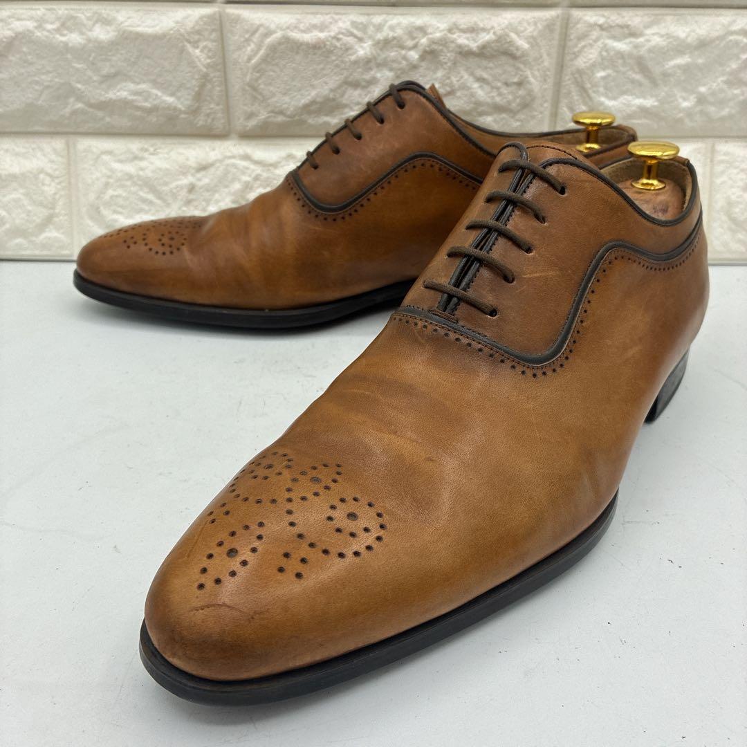 【良品】マグナーニ ビジネスシューズ メダリオン 44 プレーントゥ ブラウン