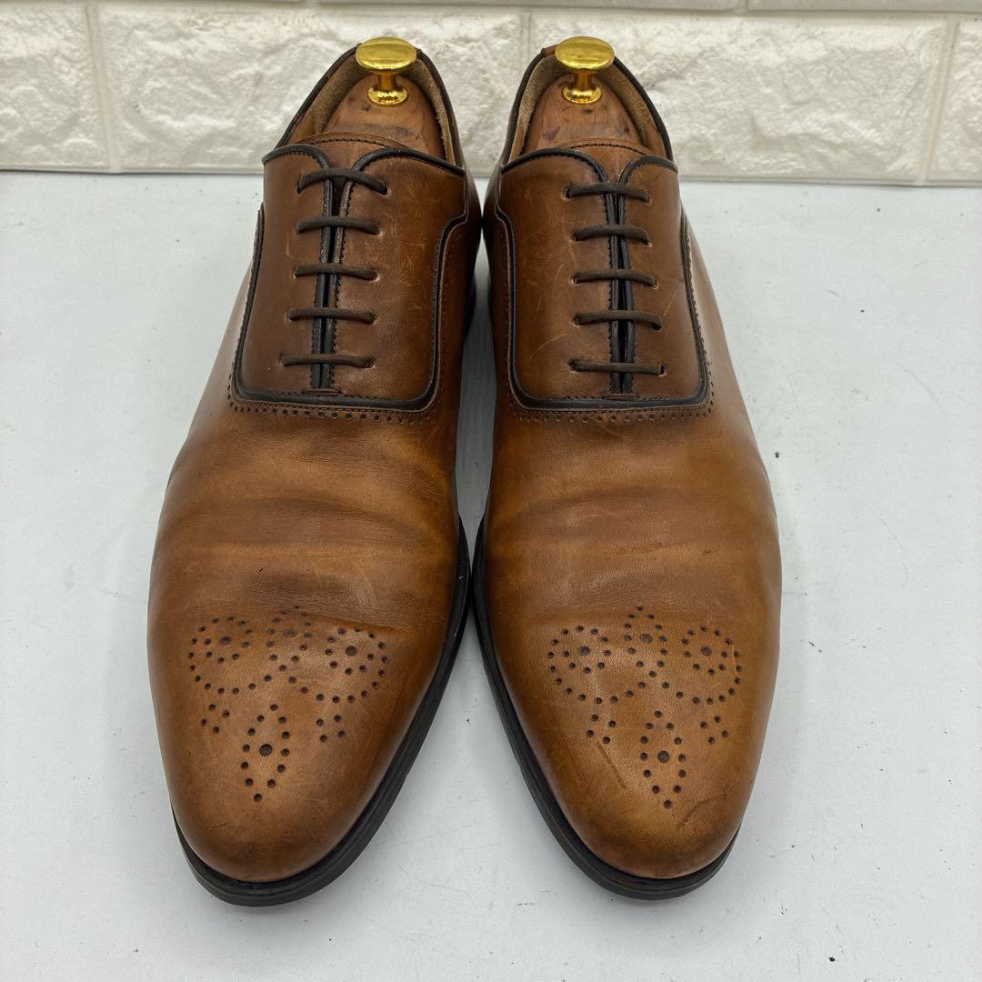 【良品】マグナーニ ビジネスシューズ メダリオン 44 プレーントゥ ブラウン