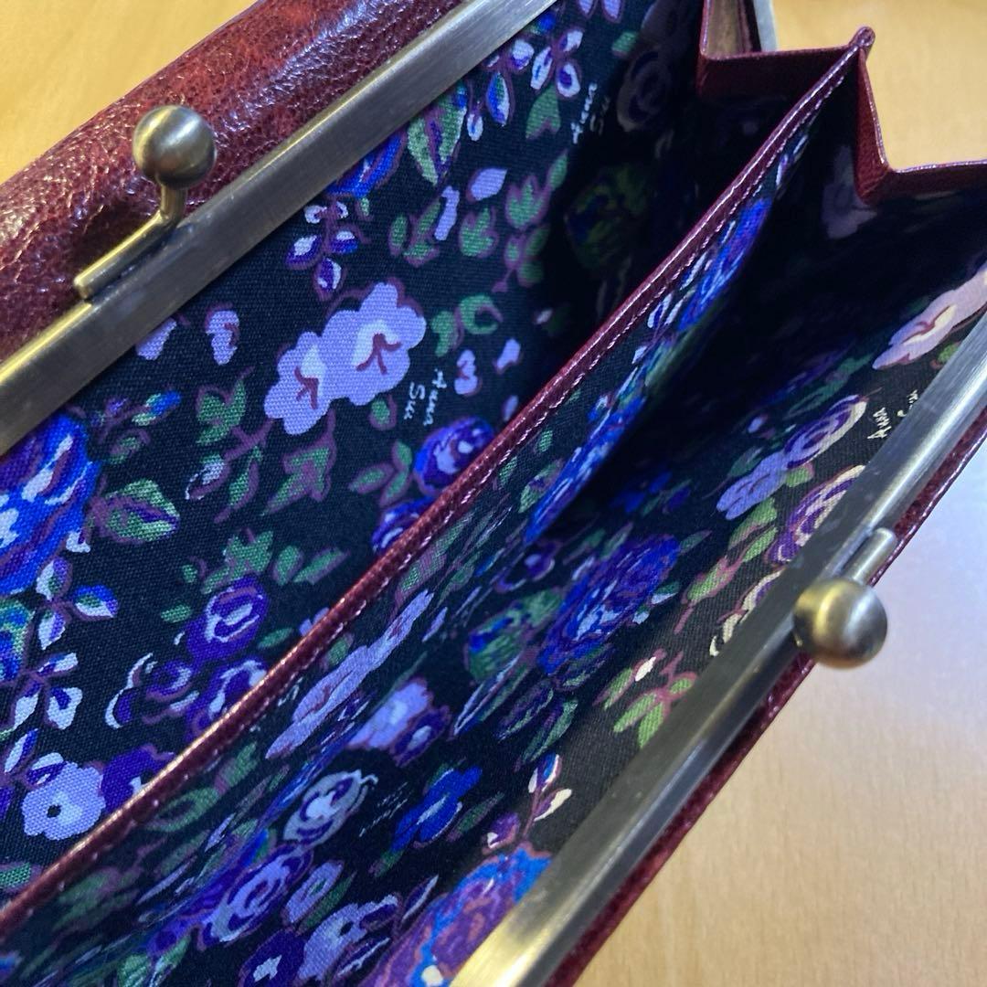 ANNA SUI⭐️蝶デザインがま口長財布 ワインレッド