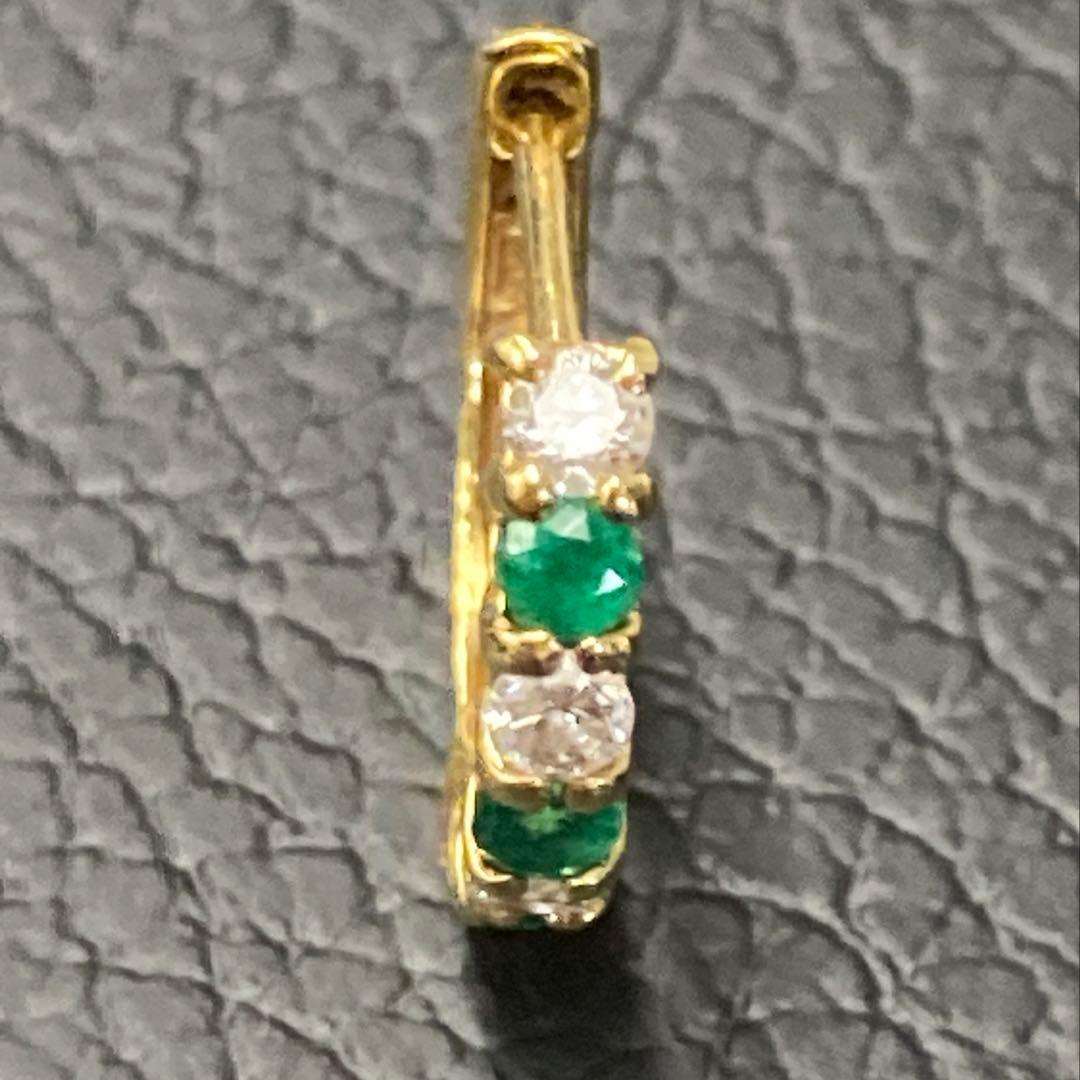 エメラルド＆天然ダイヤモンド 18金ゴールド片耳ピアス