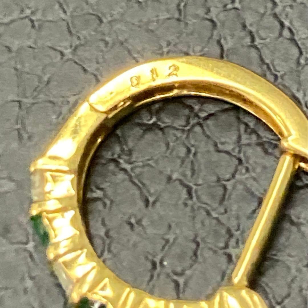 エメラルド＆天然ダイヤモンド 18金ゴールド片耳ピアス