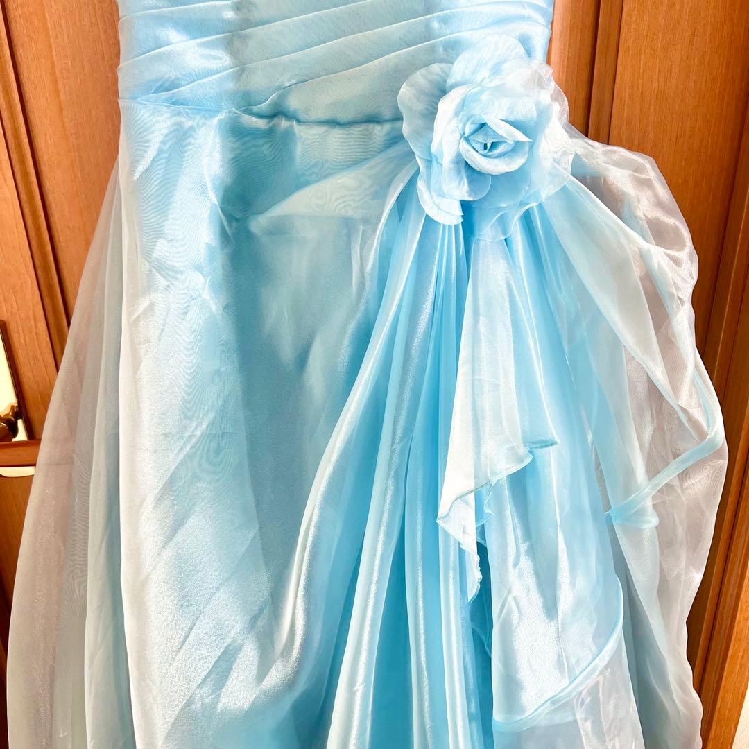 ロングドレス アイスブルー　カラードレス 発表会 演奏会　水色　ブルー　前撮り