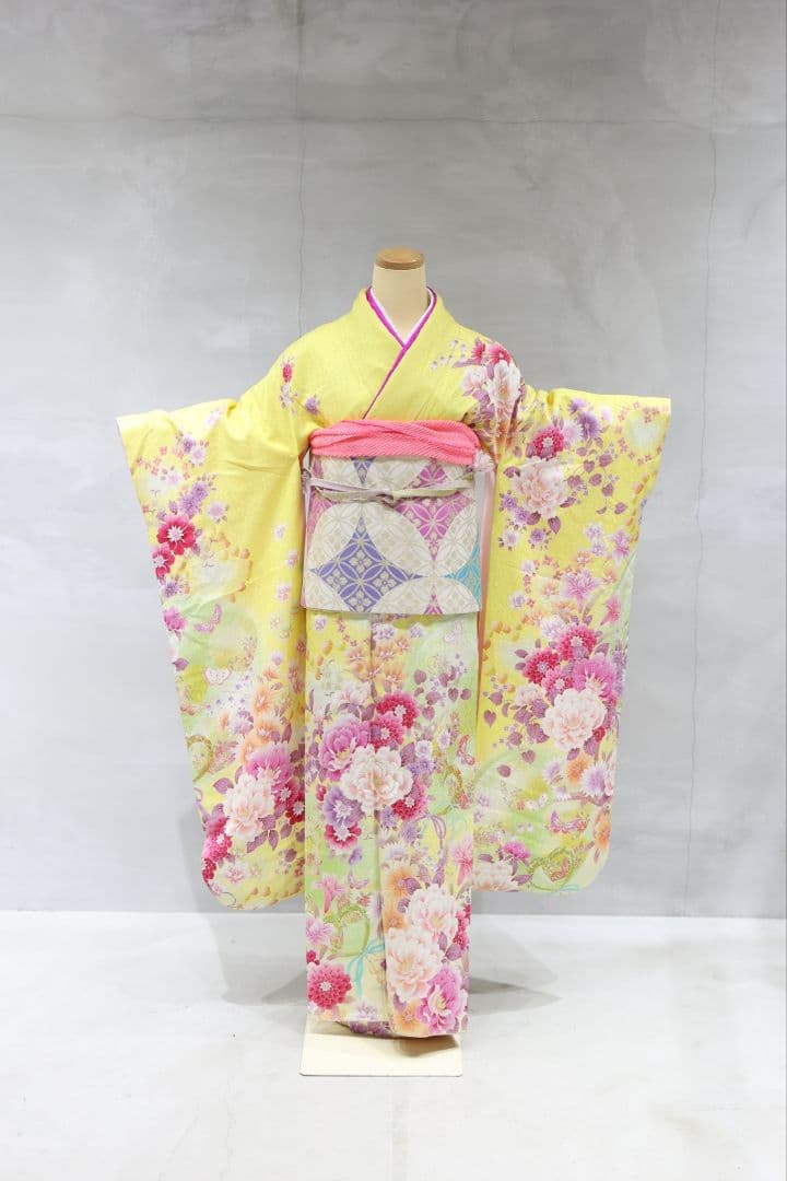 【即日発送】成人式にまだ間に合う｜振袖フルセット 黄色 花柄39800円