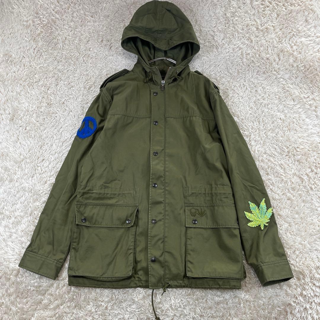 ルシアンペラフィネ スカルワッペン フード付き ミリタリージャケット コート L