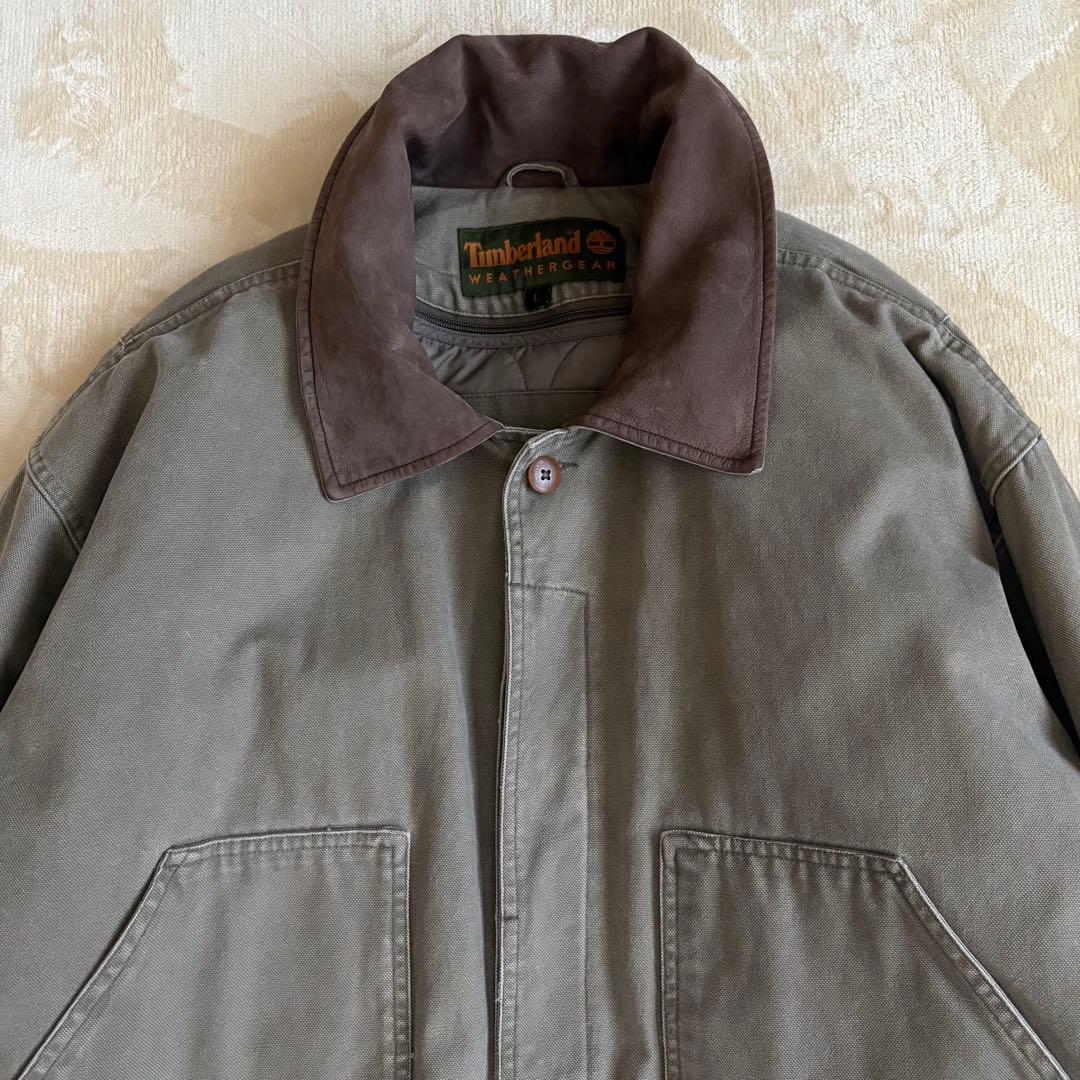 美品✨90s ティンバーランド ハンティングジャケット 襟レザー中綿ライナー 付