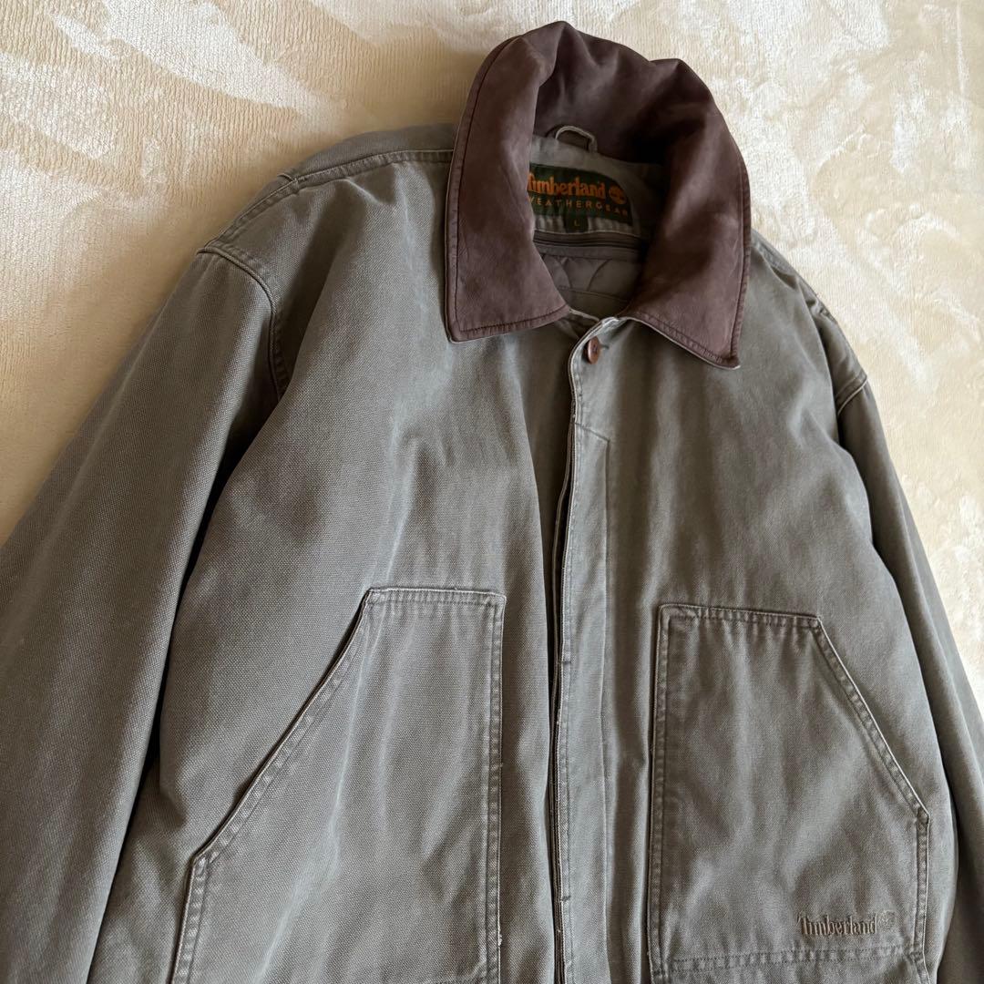 美品✨90s ティンバーランド ハンティングジャケット 襟レザー中綿ライナー 付