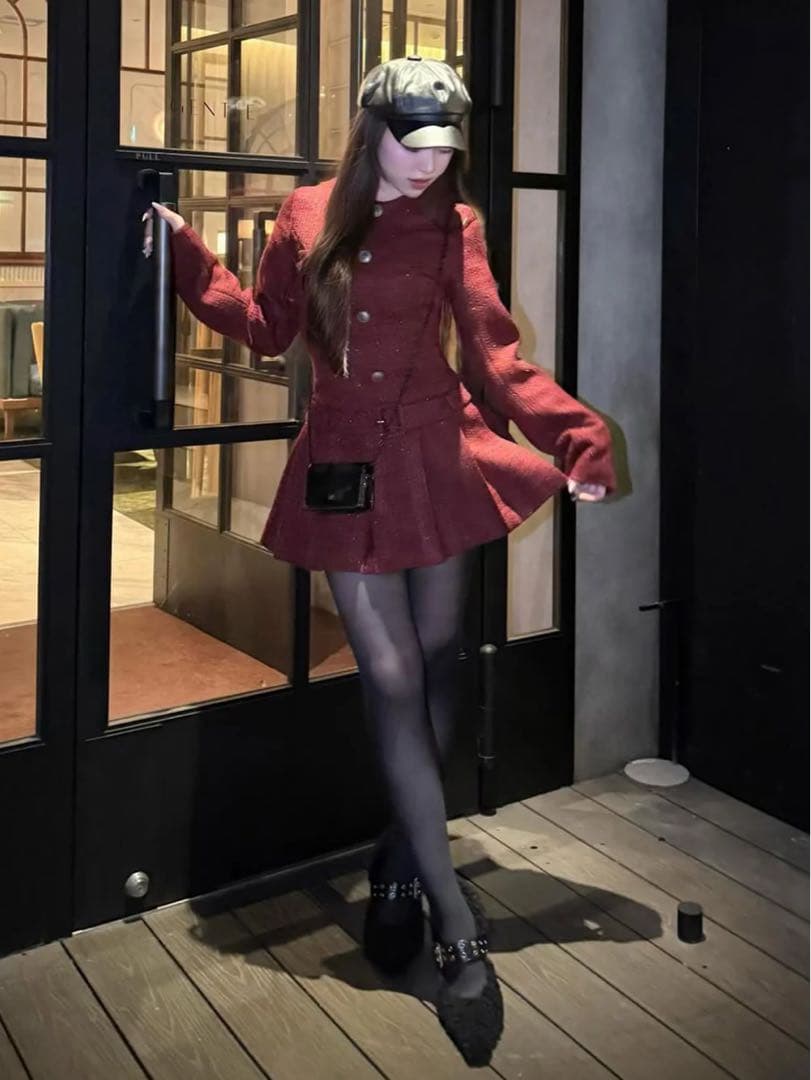 Darich ボックスプリーツツイードミニワンピース BRD FREE