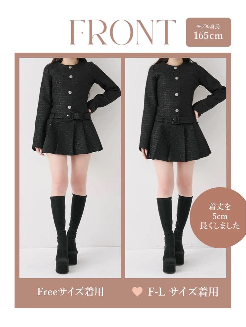 Darich ボックスプリーツツイードミニワンピース BRD FREE