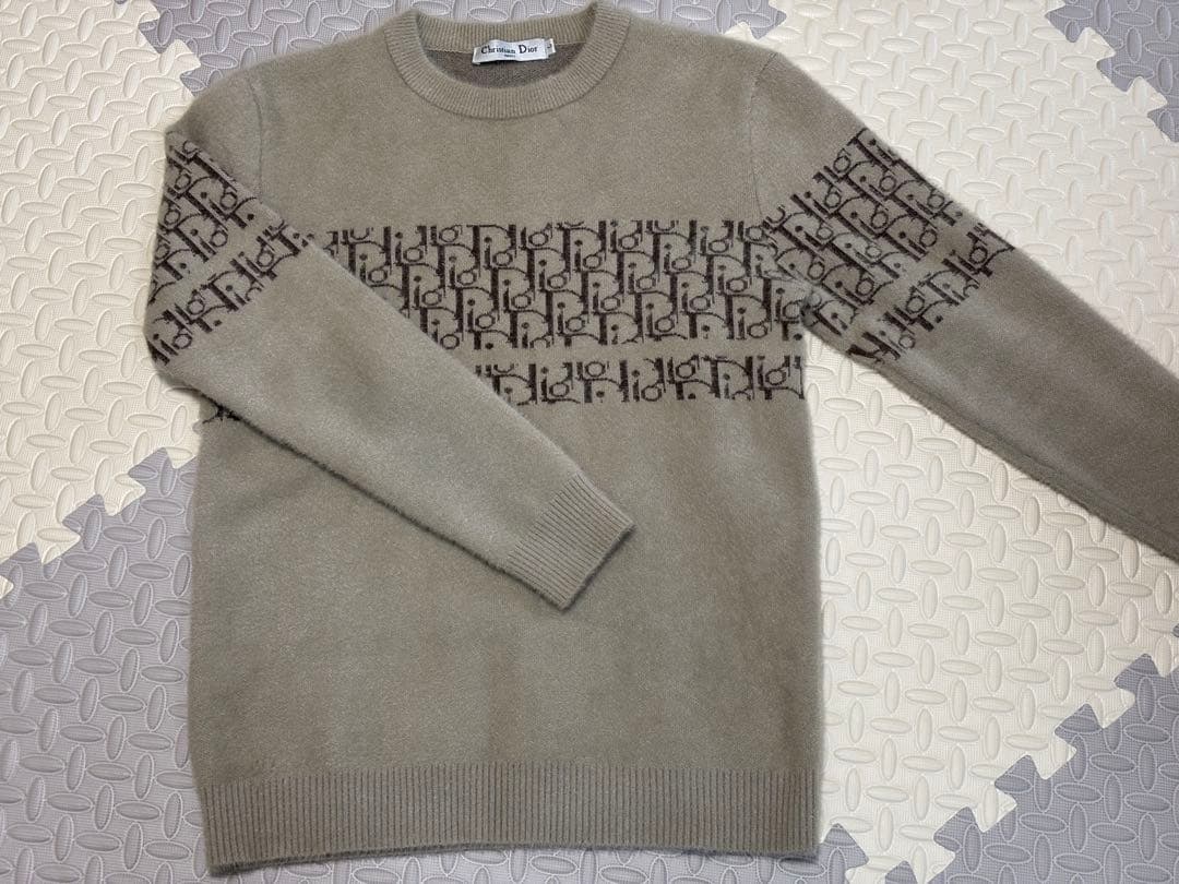 Christian Dior ロゴ入りセーター グレー系Lサイズ　オブリーク