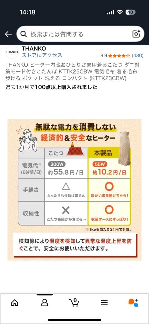 THANKO KTIK25CBW 電気毛布 ベージュ4つ